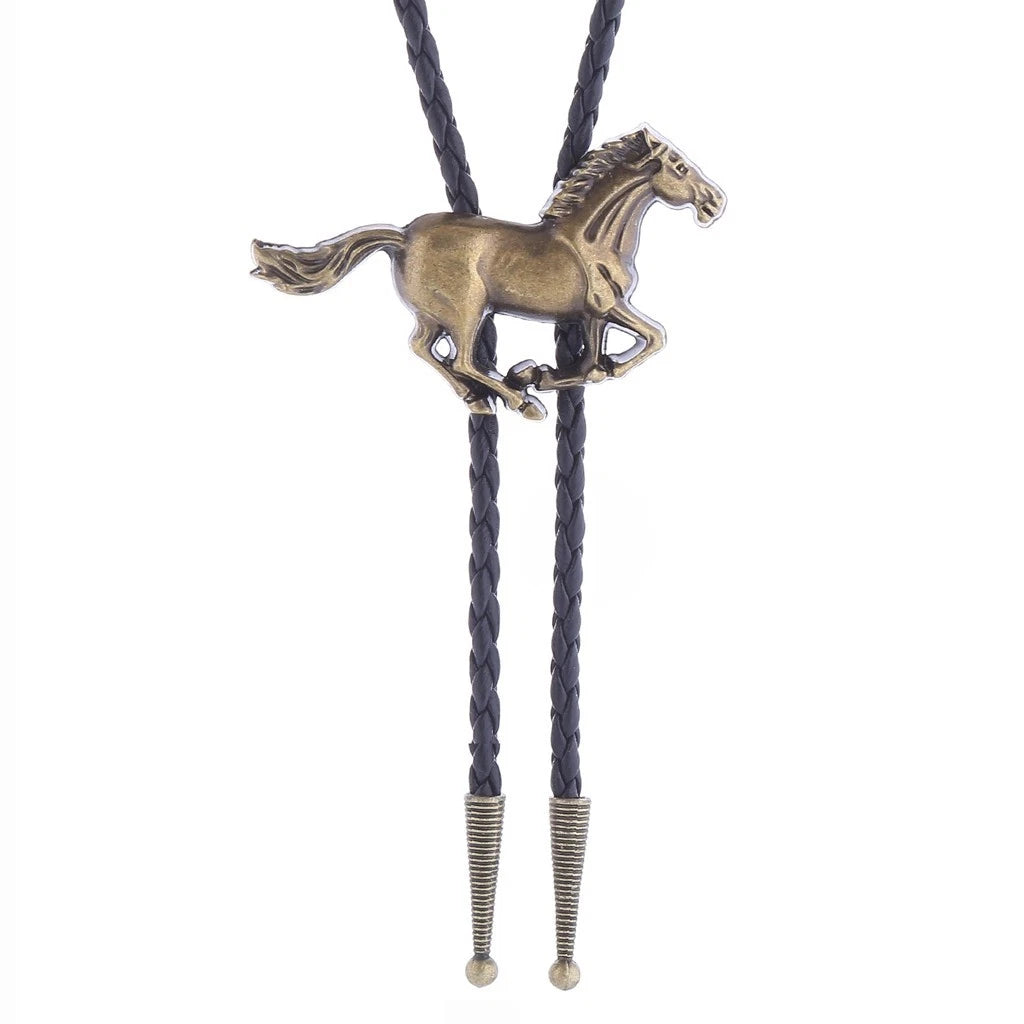Bolo Tie for Mustang - Ancient Bronze Color Cowboy Design