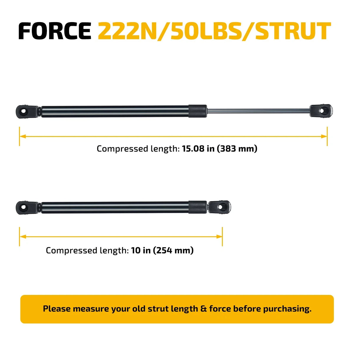 2X 15 Inch Gas Shock for Truck Camper Shell Leer Topper (C16-22127)