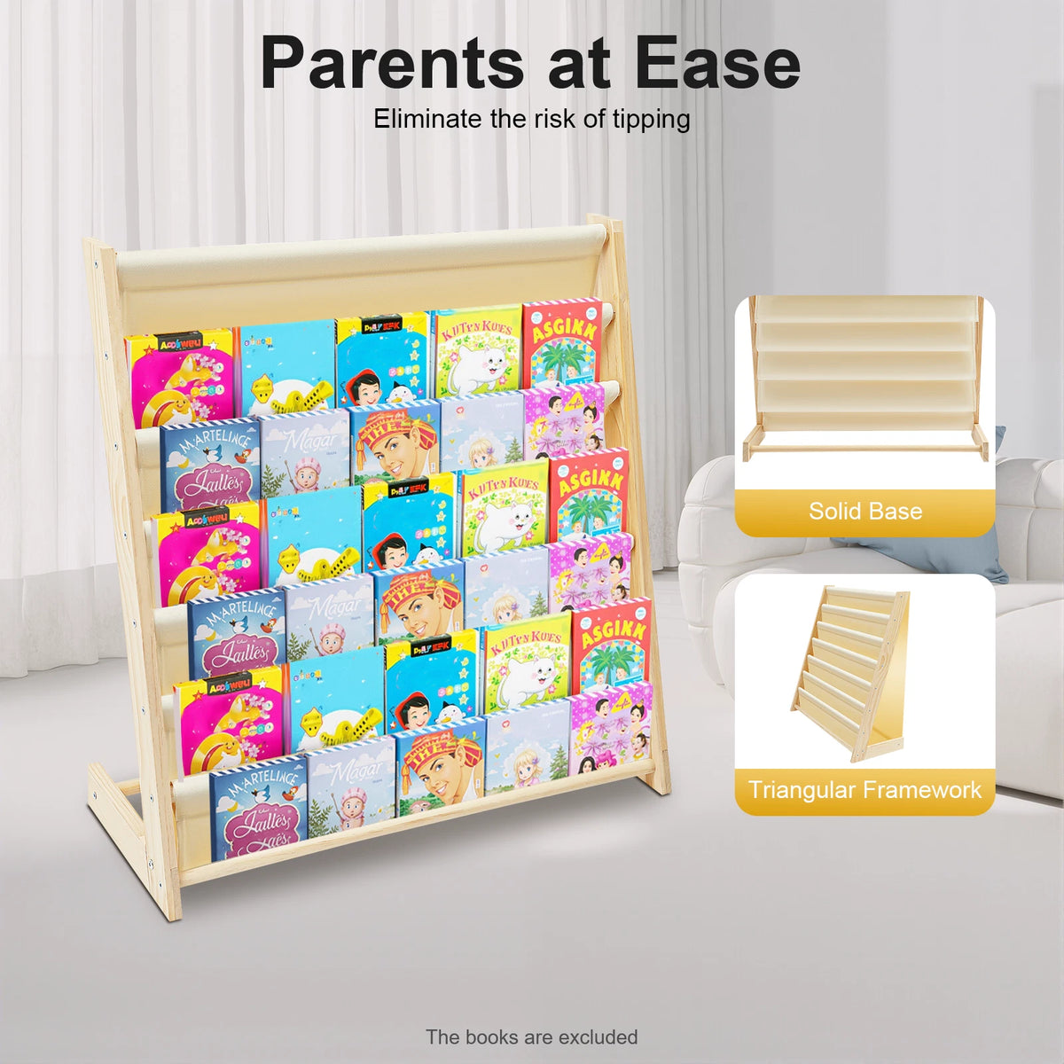 Wooden Bookcase for Kids (6 Tiers)