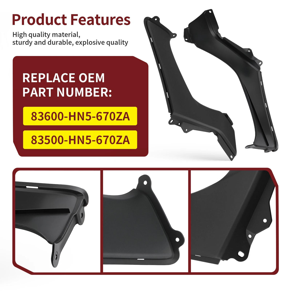 Set of 2 Side Panel Covers for Honda TRX350 Rancher (2000–2003) 83600-HN5-670ZA, 83500-HN5-670ZA