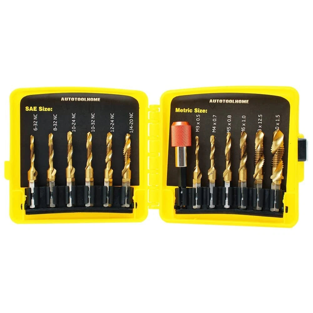 Titanium Combination Drill Tap Bit Set for Automotive Use (1.3 x 4.5 x 3.9)