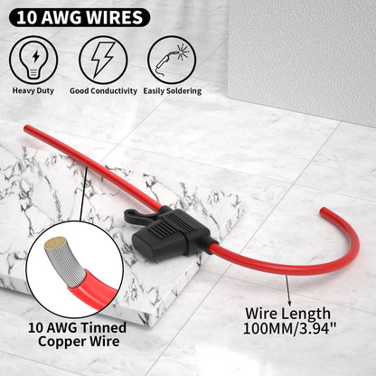10 Gauge Fuse Holder for ATC/ATO Blade Fuses (12V)