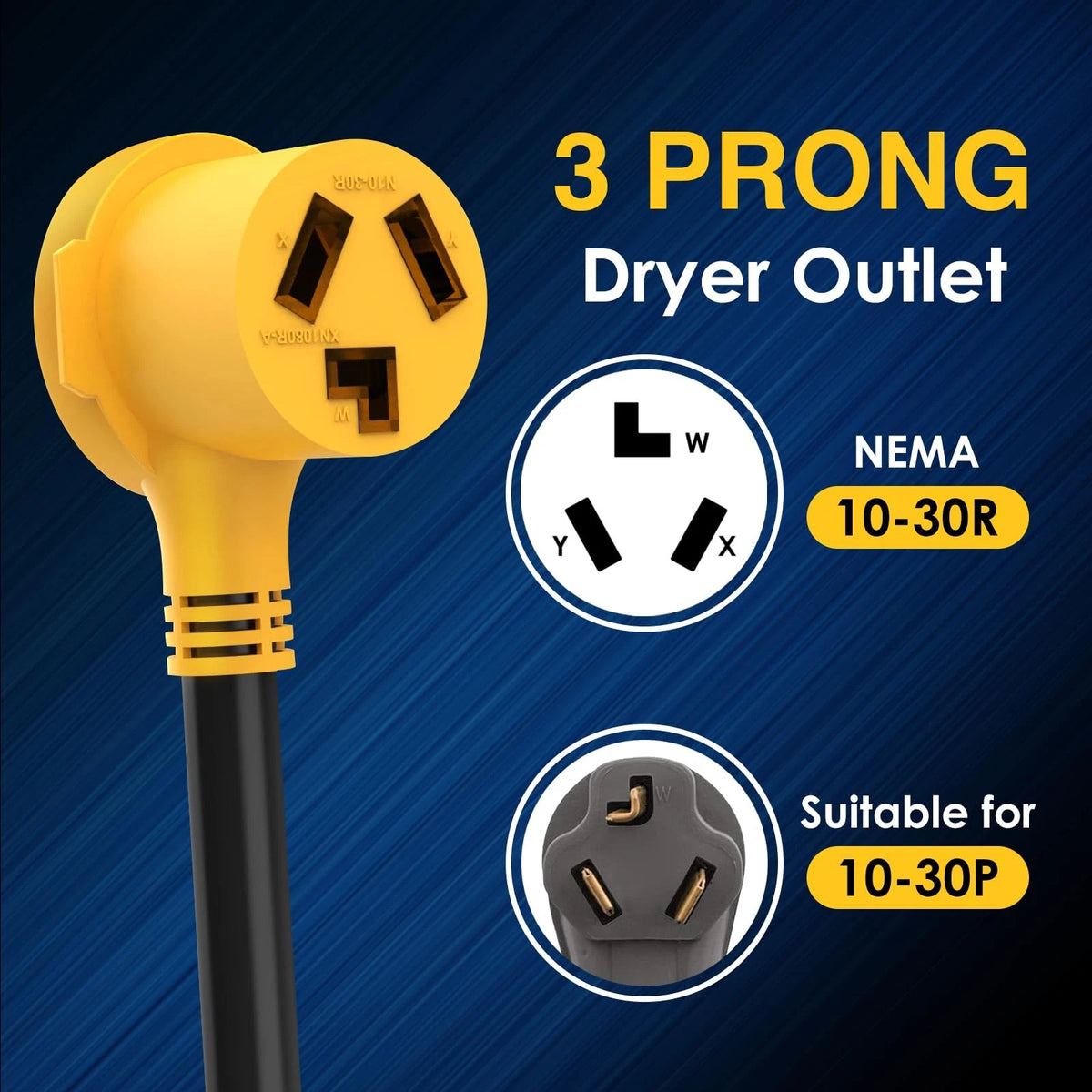 NEMA 5-15P to 10-30R Dryer Adapter for Household Use
