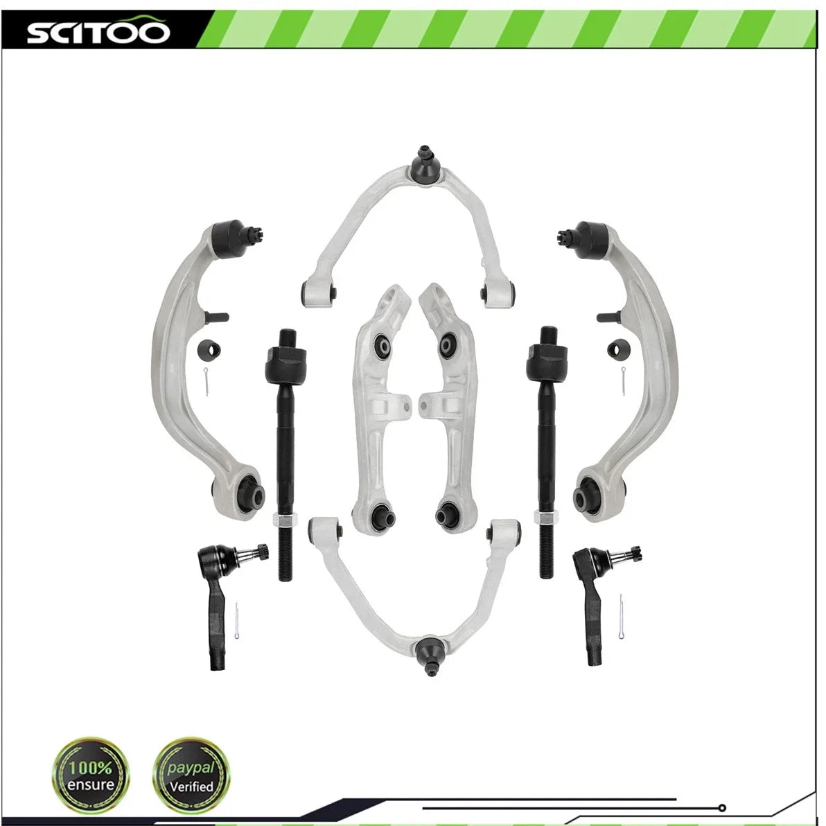 10Pcs Front Control Arm with Ball Joints Tie Rod End for Nissan 350Z (2003–2009)