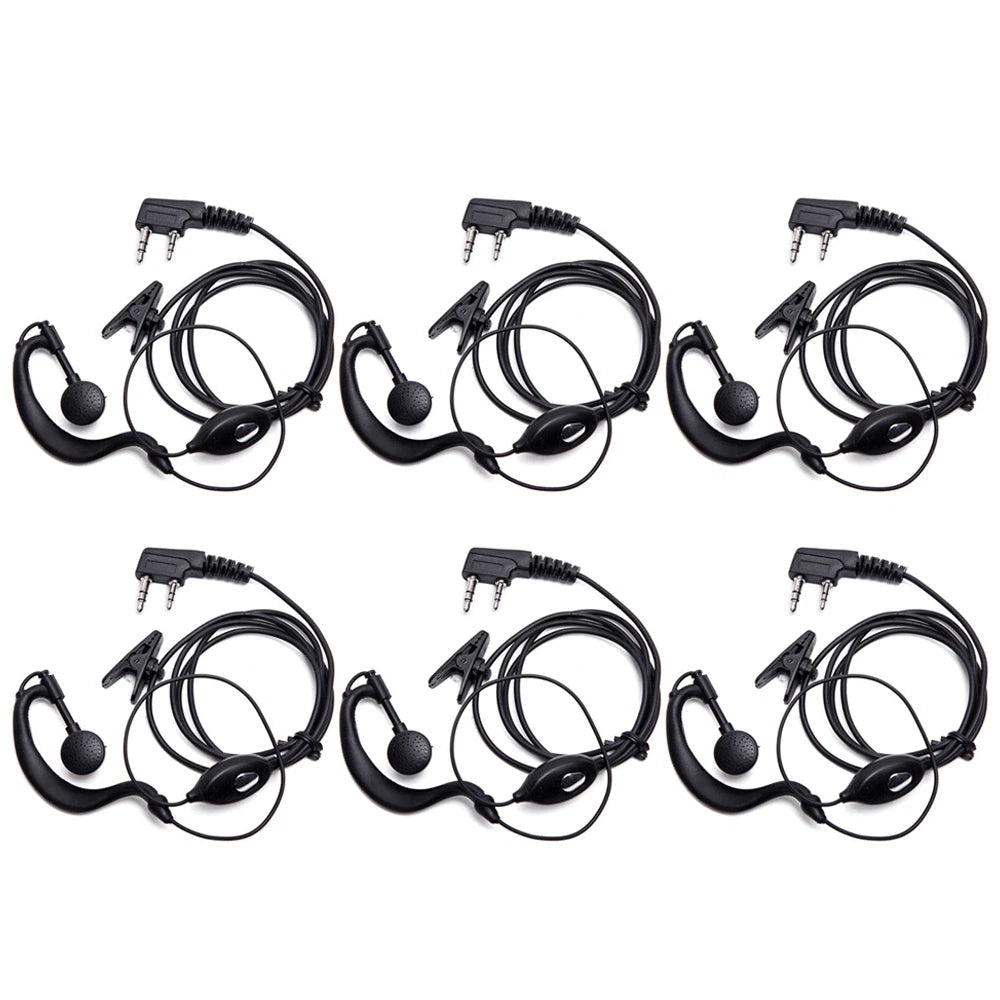 6Pack 2Pin Headset Earpiece Mic for Baofeng UV-5R UV-82 BF-888s
