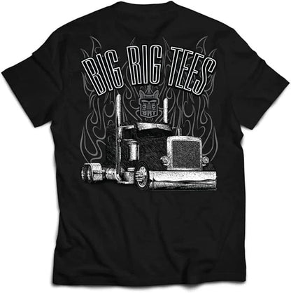 BRT Sketch Art Tee Shirt for Big Rig Truckers (Black)