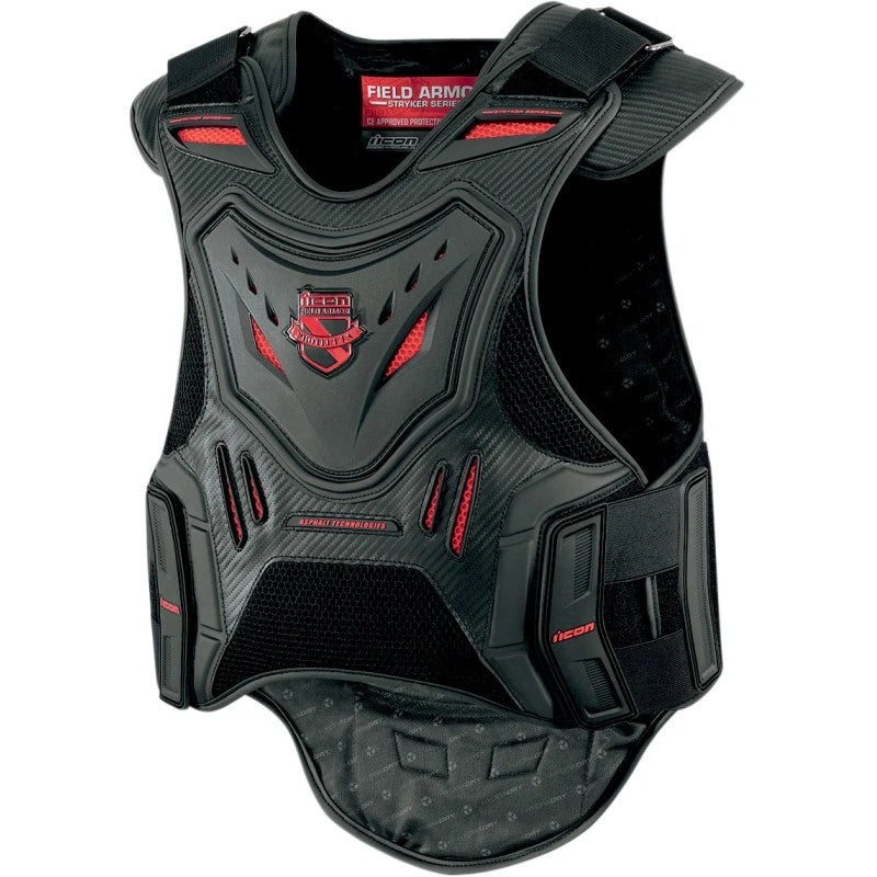 ICON Stryker Field Armor Vest S/M Black/Red for Motorcycle (2701-0510)