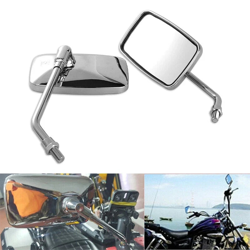 Chrome Motorcycle Rearview Mirror 10mm for Harley Honda Suzuki Yamaha Kawasaki
