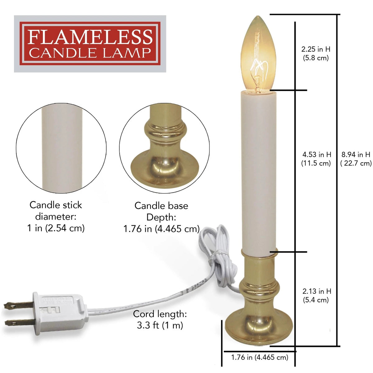 Electric Window Candle Lamp for Brite Star (1 Count) - Brass Base