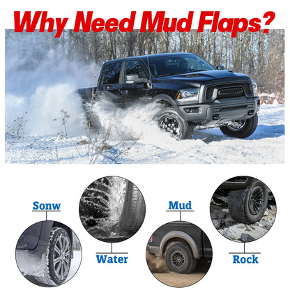Front & Rear Splash Guards Mud Flaps for Ram 1500 2500 3500 (2009–2018)