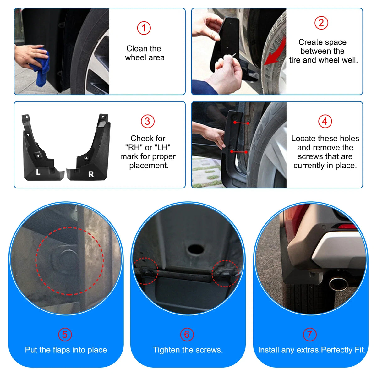 Mud Flaps Splash Guards for Toyota RAV4 2019–2023 (4-Door, 2.5L L4)