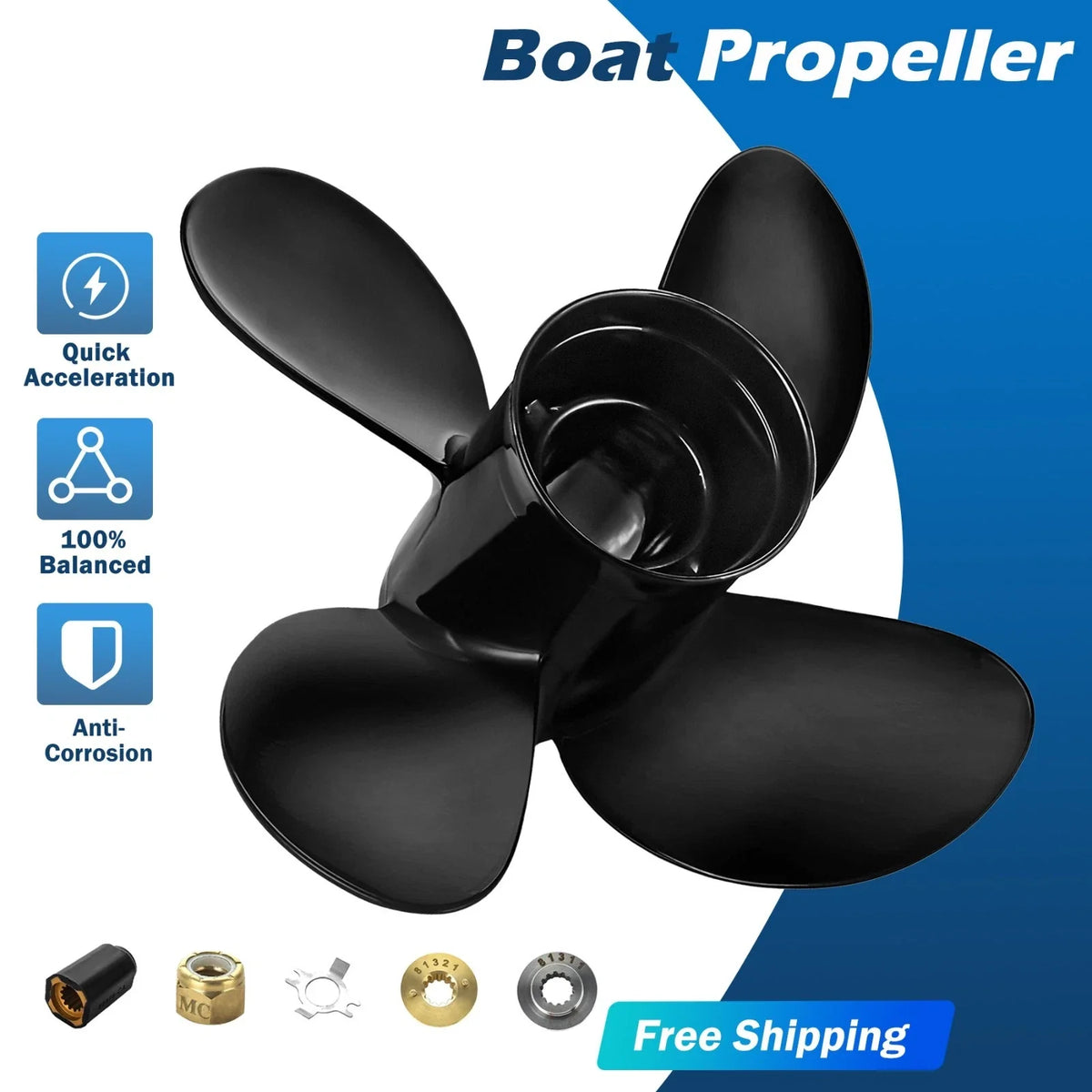 10.1X15 Boat Propeller for Mercury Engines 25-70HP (48-8M8026640) 4 Blades