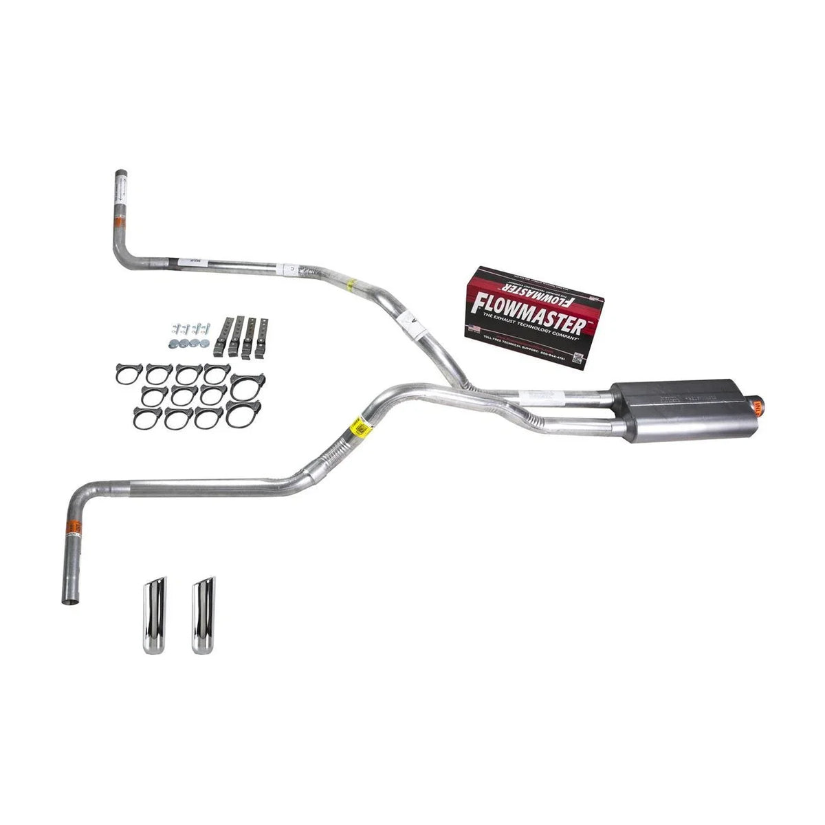 Dual Exhaust 2.5" Pipe for Silverado 1500 1999–2006 (Flowmaster 50 RW Tip)