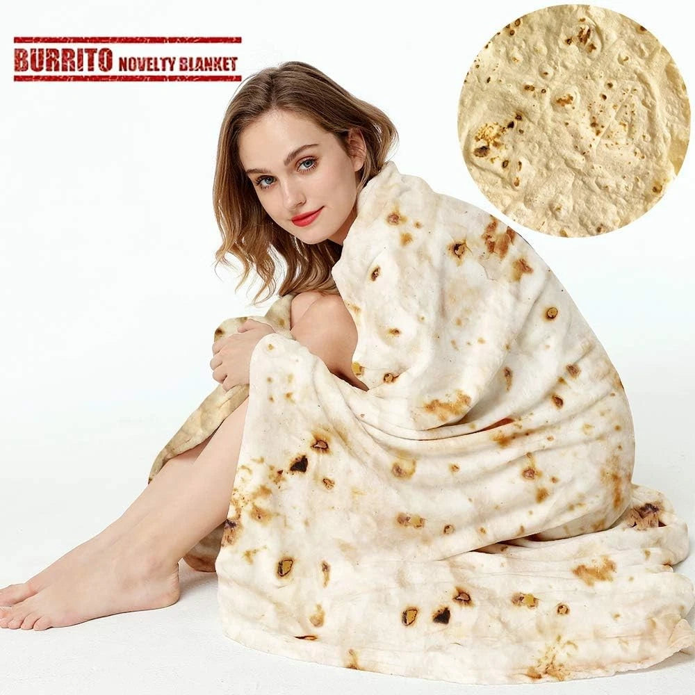 Tortilla Throw Blanket for Adults & Kids - Double Sided Taco Design