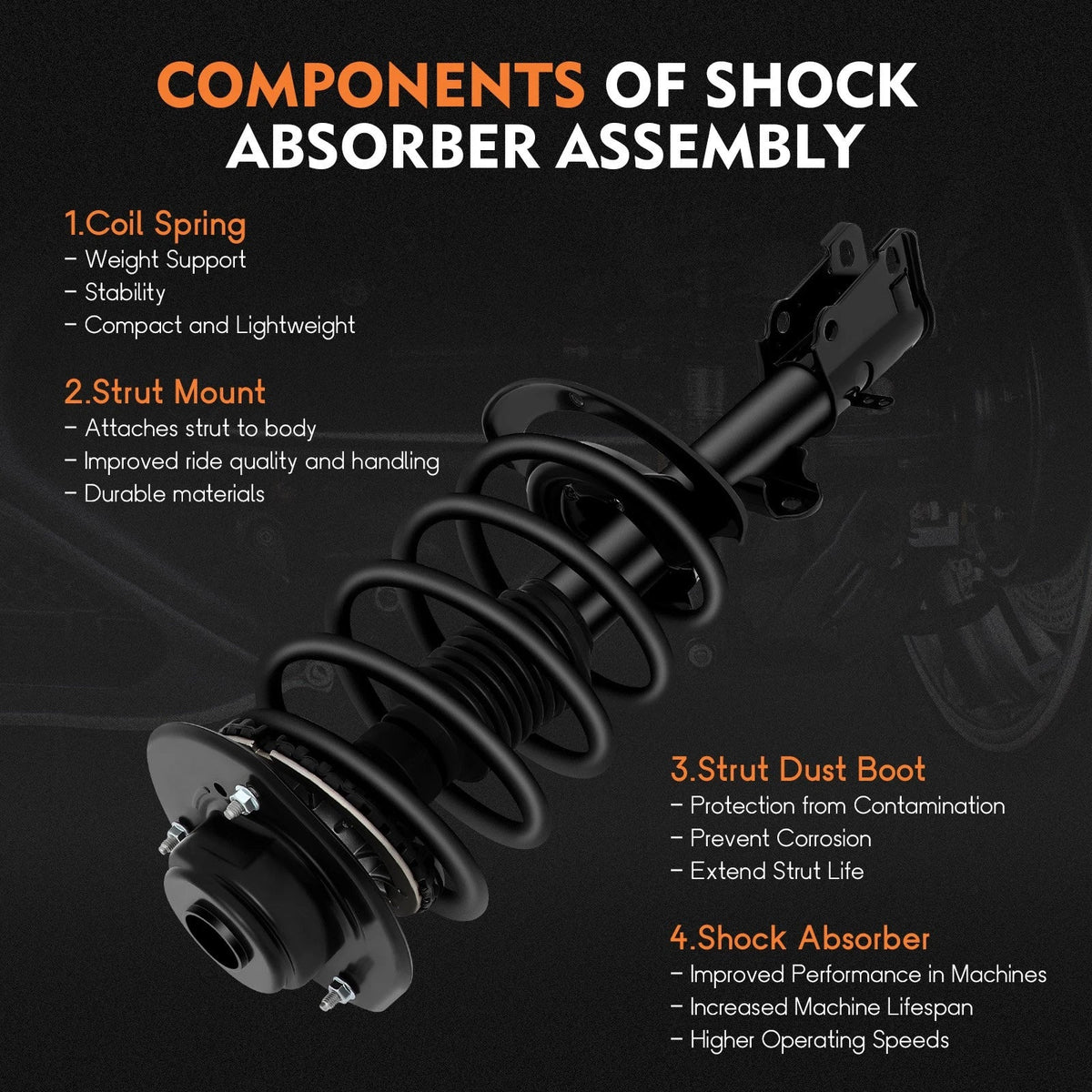 2Pcs Quick Complete Struts Shocks Springs Assembly for Chrysler Pacifica (2004–2008)