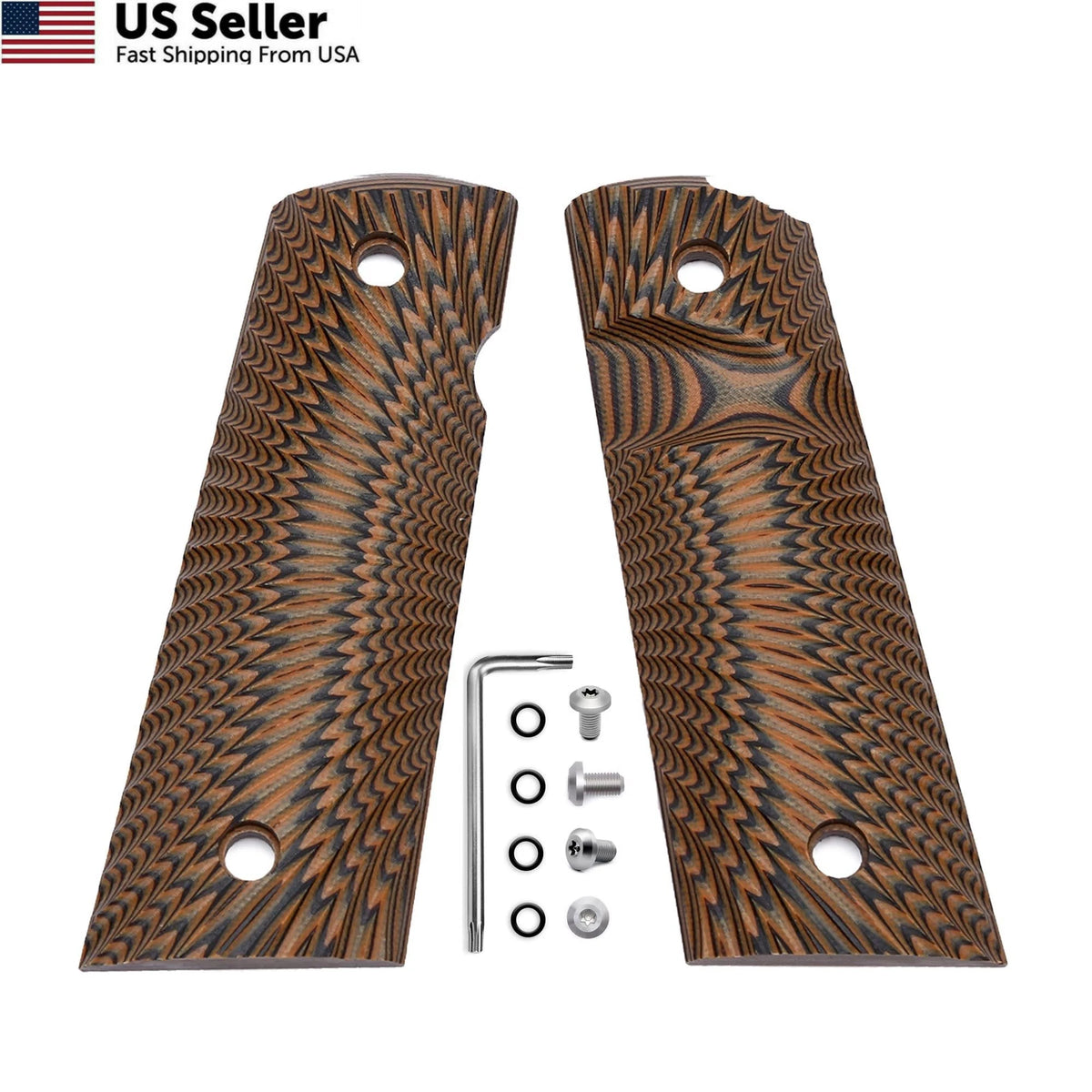 G10 Grips for 1911 Full Size (1911) - Magwell Cut, Sunburst, Ambi Safety