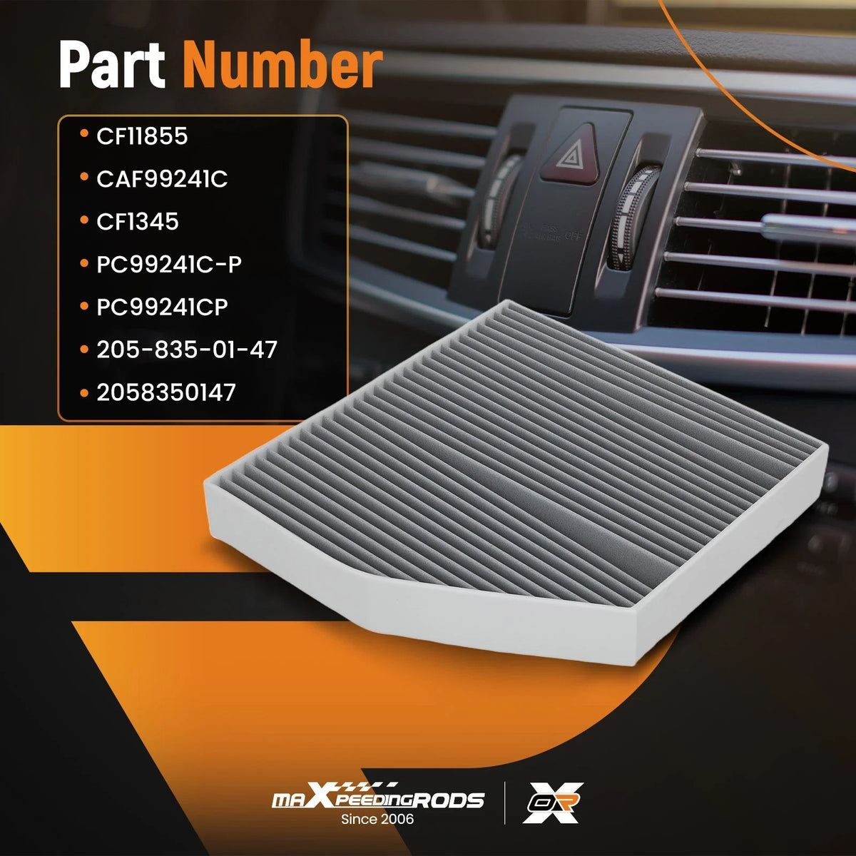 Cabin Air Filter for Mercedes-Benz C43 AMG E300 GLC300 (2016–2024) 2058350147