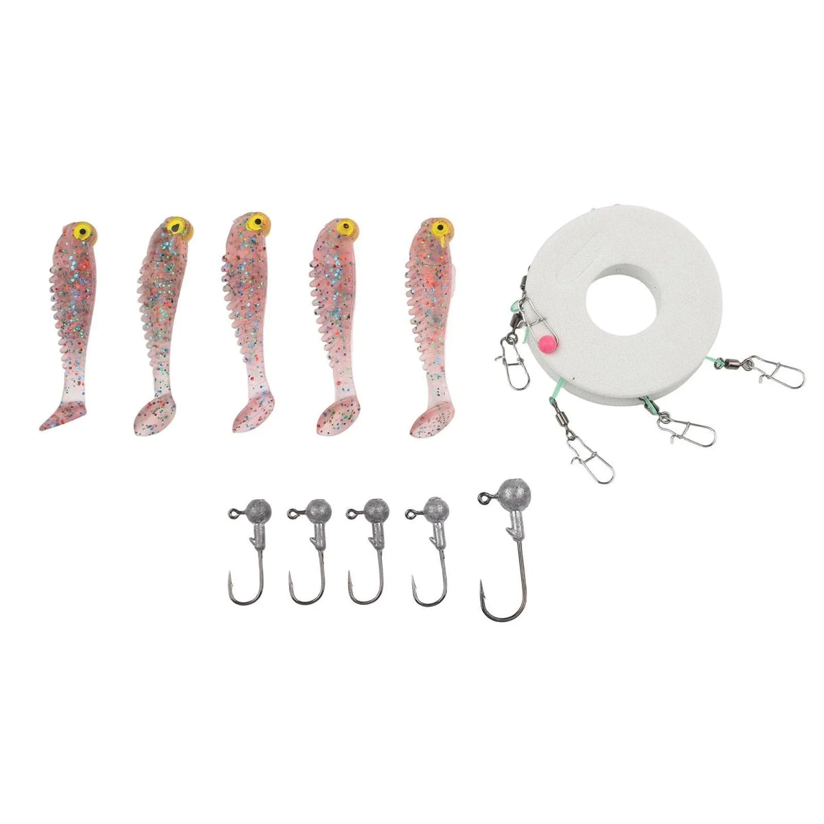 Set of 5 Soft Silicone Fishing Lures with Swivel Hook (55CM, 7CM)
