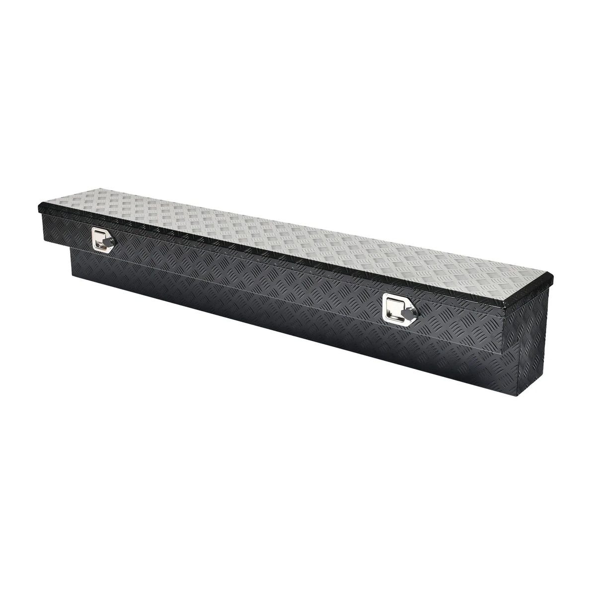 72" Gloss Black Aluminum Tool Box for Truck (Storage, Lock, Key)