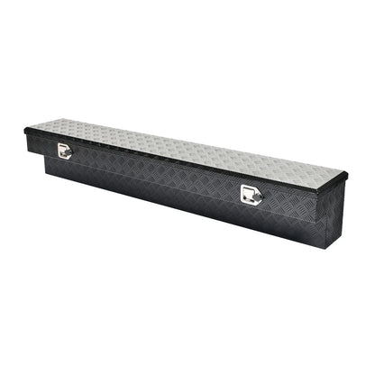 72" Gloss Black Aluminum Tool Box for Truck (Storage, Lock, Key)