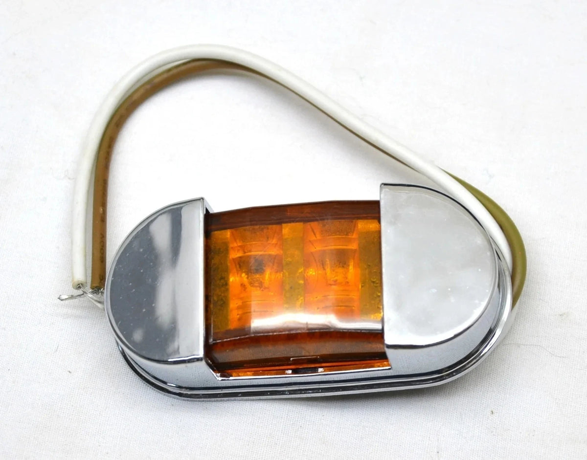 2X Side Marker Light for (77120A) - Amber LED with Chrome Bezel