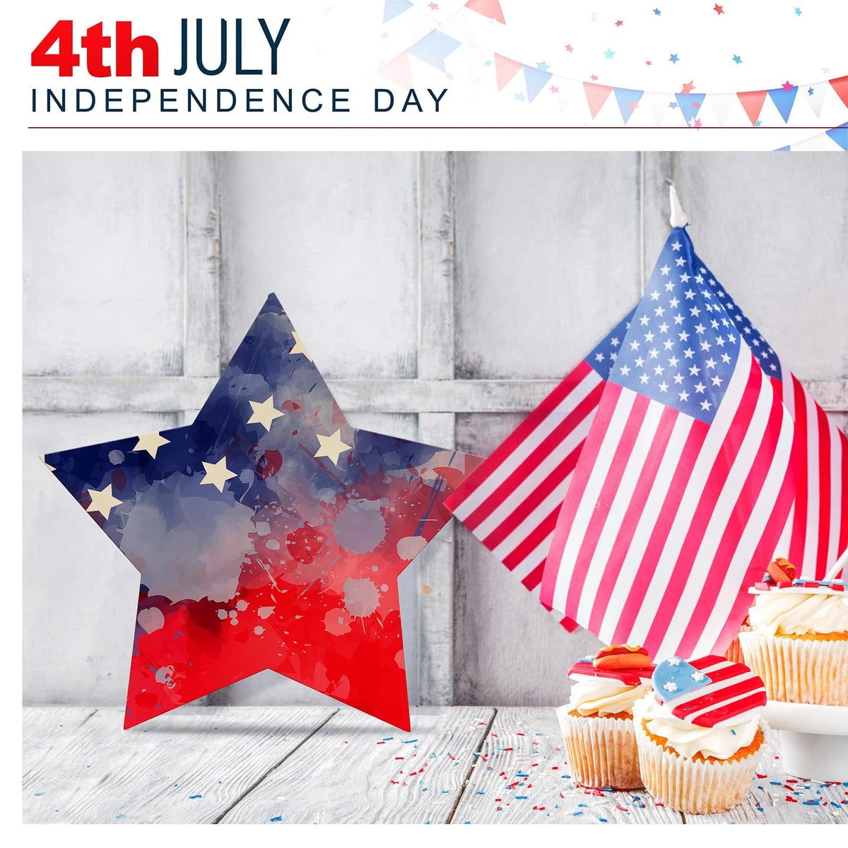 12 Inch Wooden Star Ornaments for Crafts (4th of July)