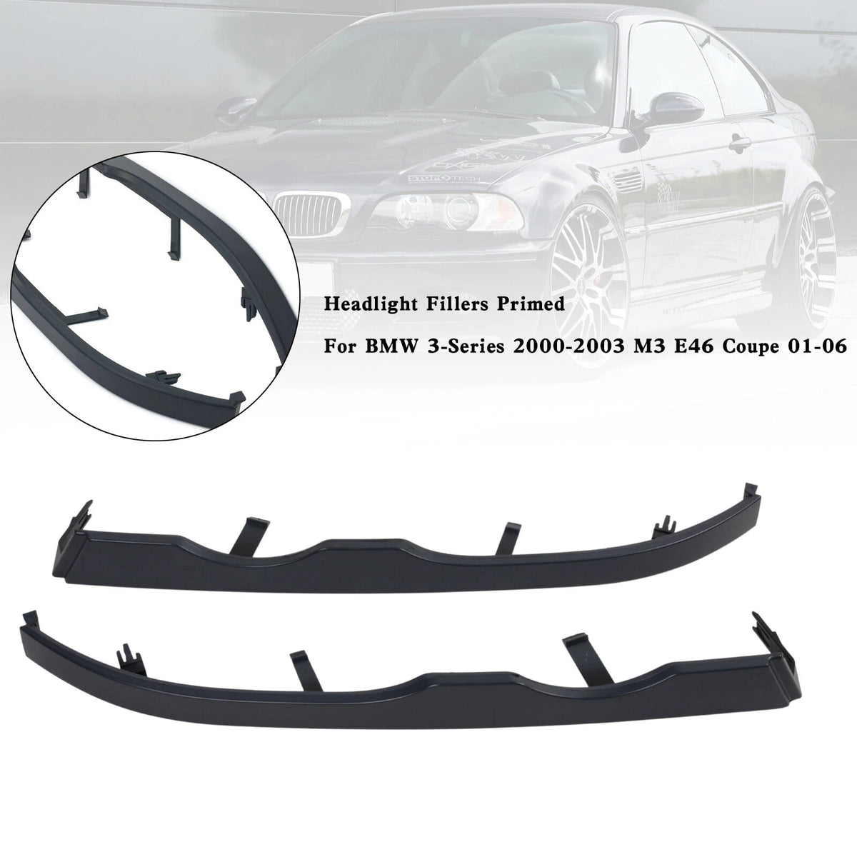 Headlight Fillers for BMW 3-Series M3 E46 Coupe (2000–2006) 51138208680, 51138208679