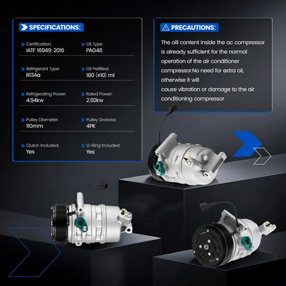 A/C Compressor for Cadillac Escalade (2015–2020) & Chevrolet Suburban, Tahoe (2015–2020) 6.2L, 5.3L