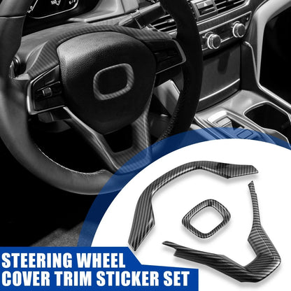 3pcs Steering Wheel Cover Trim for Honda Accord (2018–2021) Carbon Fiber