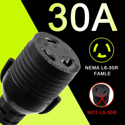 NEMA L14-30P to L6-30R Welder Adapter Cord for