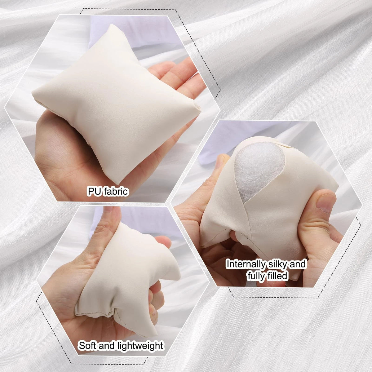 Set of 6 Leather Watch Pillows for Jewelry Display - Pink