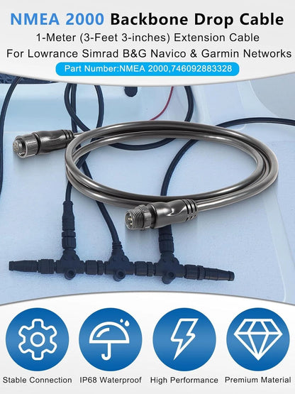 1 Meter NMEA 2000 Backbone Drop/Extension Cable for Lowrance Simrad Garmin