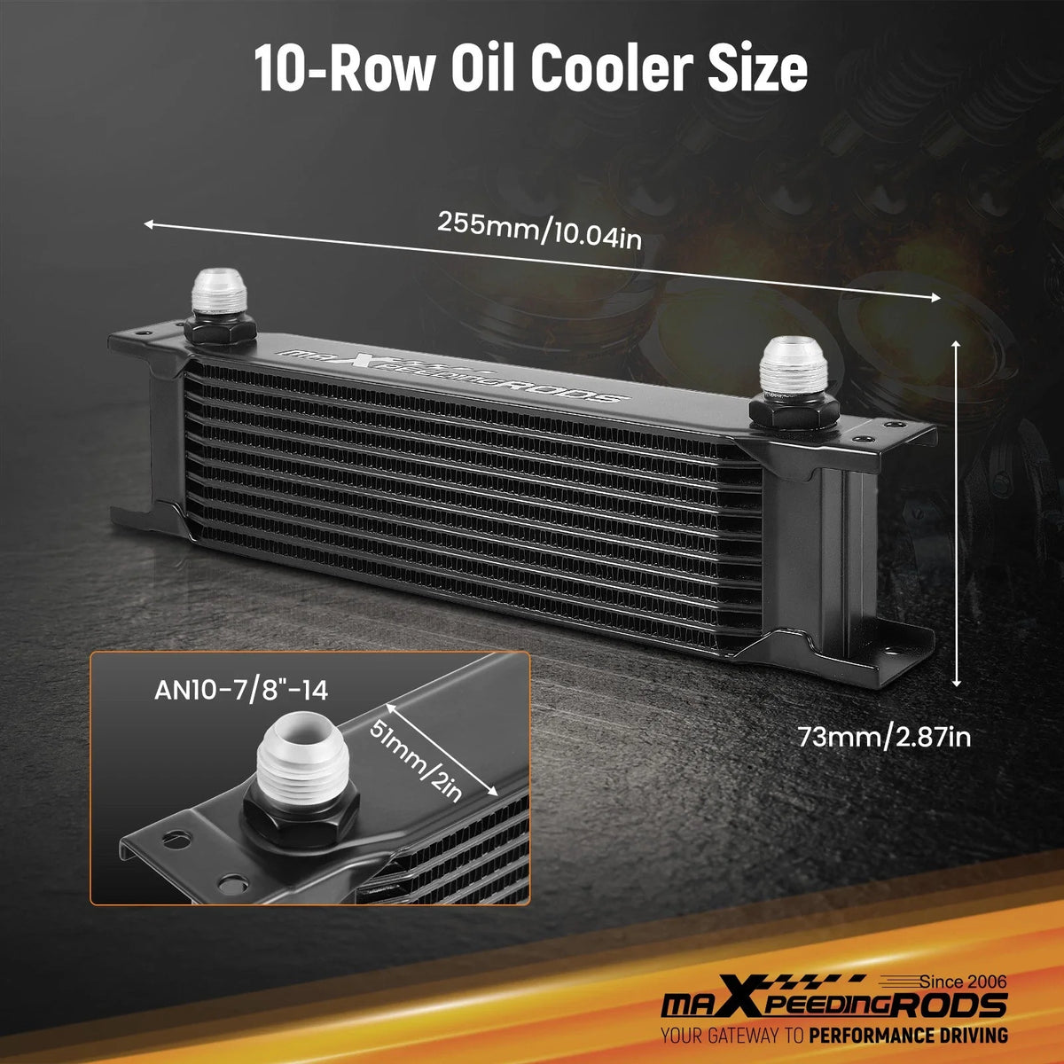 10 Row Aluminum Transmission Oil Cooler 10AN with Thermostat for Universal