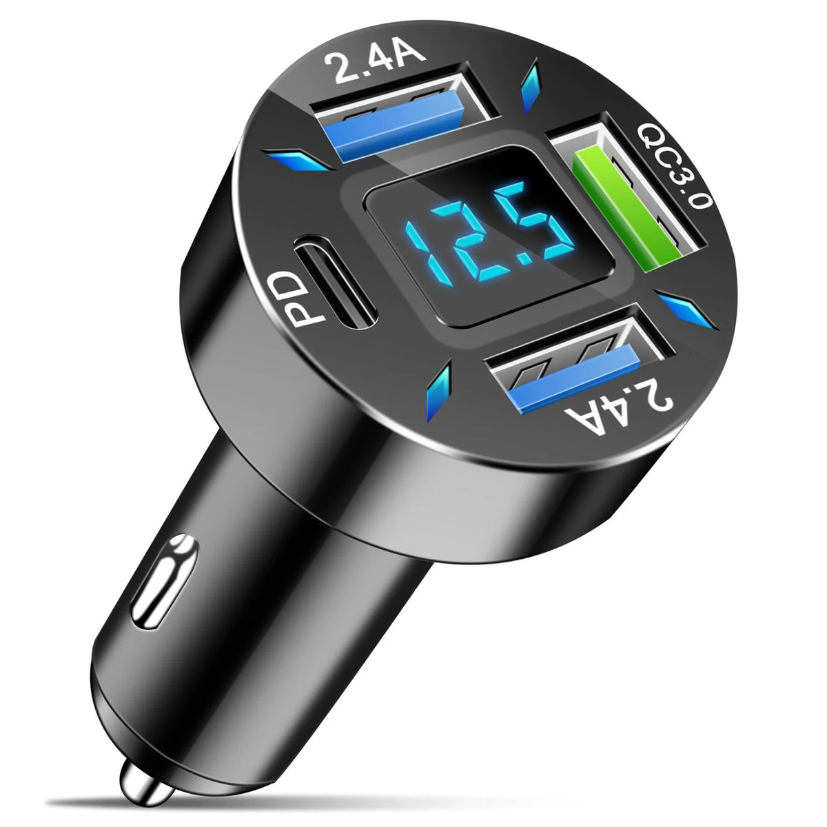 4-Port Car Charger for Universal Use (12-24V)