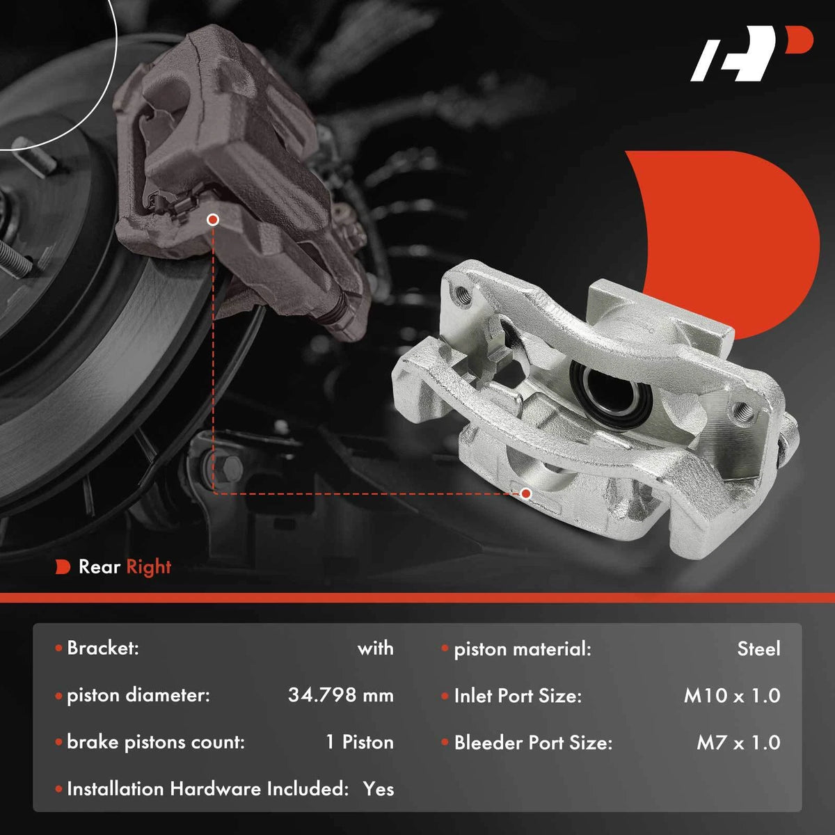 Rear Passenger Side Brake Caliper for Mitsubishi Galant Eclipse (2004–2012) 141.46554, 4605A017, 19-2966