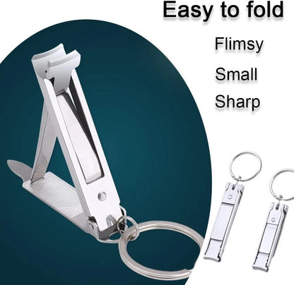 2X Ultra-Thin Nail Clippers with Key Ring for Universal Use