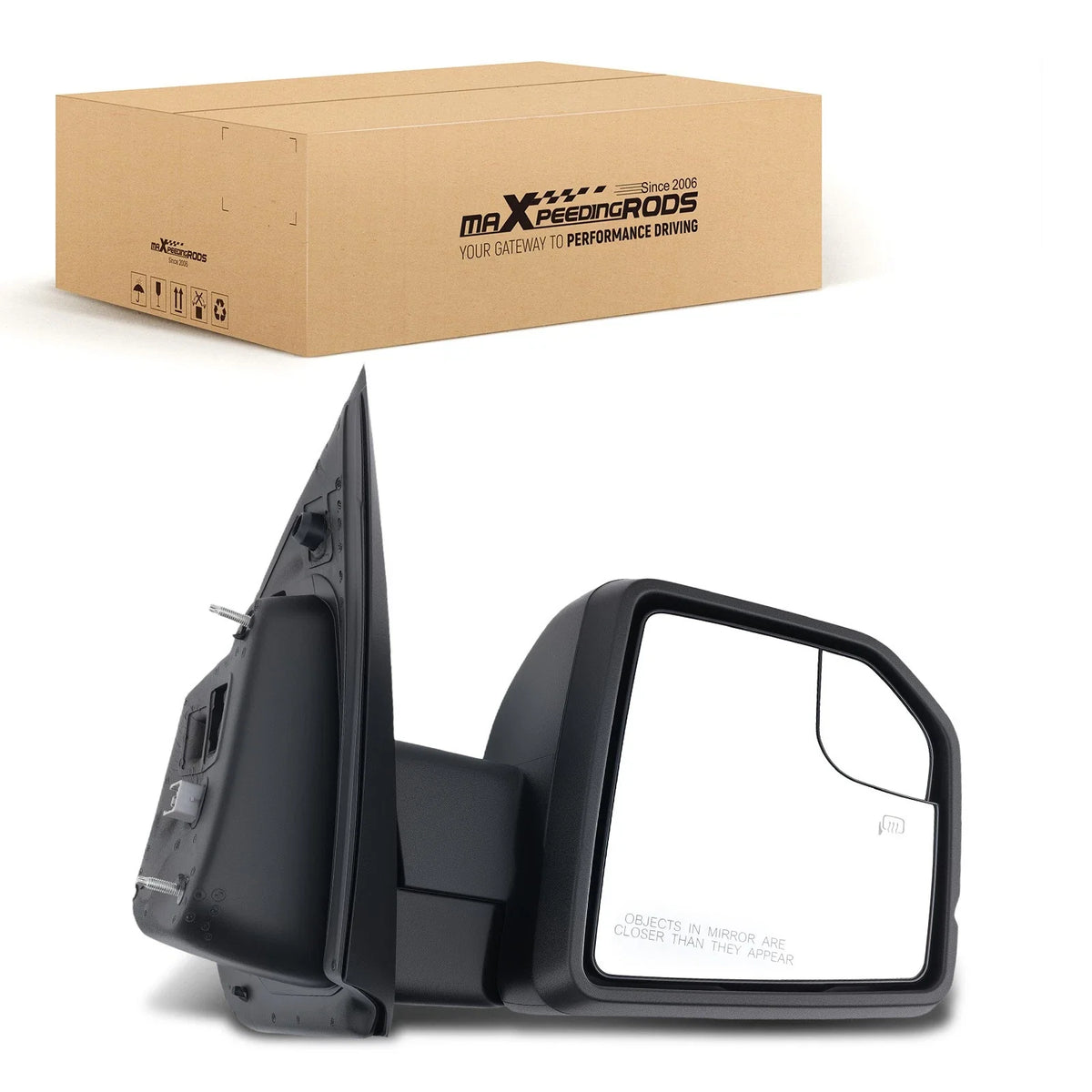 Heated Passenger Mirror for Ford F-150 (2015–2020) with Turn Signal Black