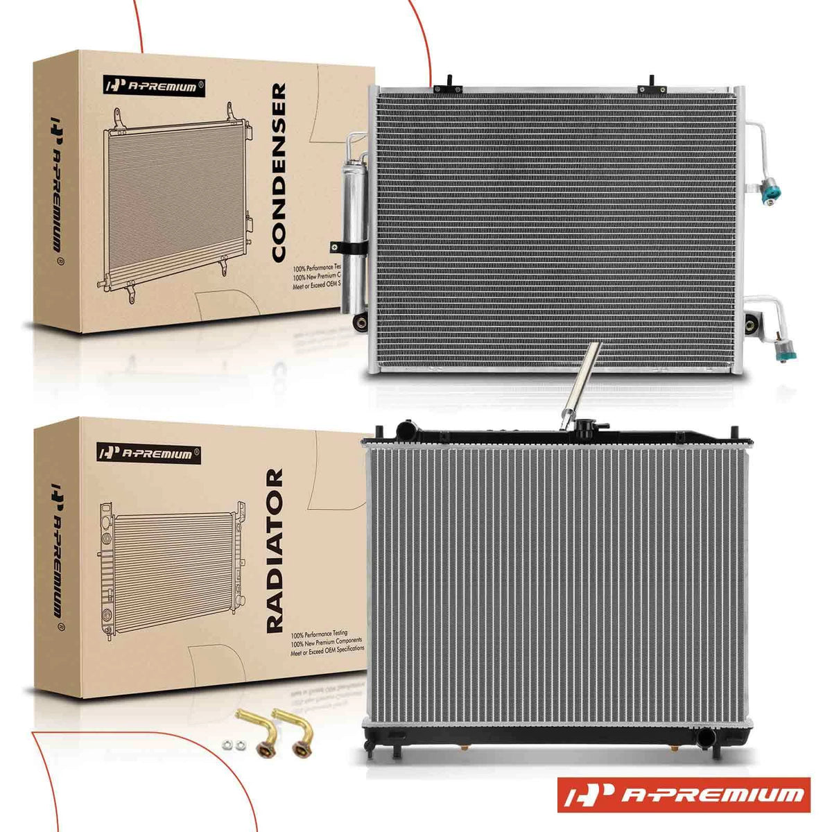 2X Radiator & AC Condenser Cooling Kit for Mitsubishi Montero (2001–2002) - 8012467, MR968286, MR404864, MR968056