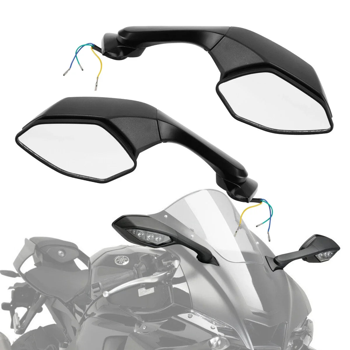 LED Turn Signal Rear View Mirrors for Yamaha YZF R1 (2015–2024), YZF R6 (2017–2022)