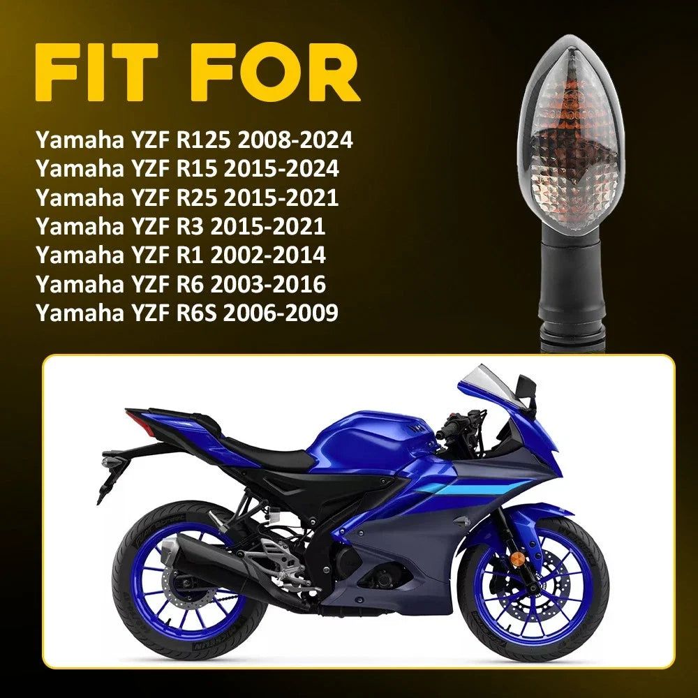 Set of 4 Turn Signal Indicator Blinker Lights for Yamaha YZF R125 (2008–2024) / R15 (2015–2024)