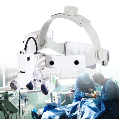 3.5X Binocular Loupes Magnifier Headband with LED Headlight