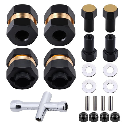 Set of 4 Brass Extended Wheel Hubs 7mm Hex Spacers for Axial SCX24