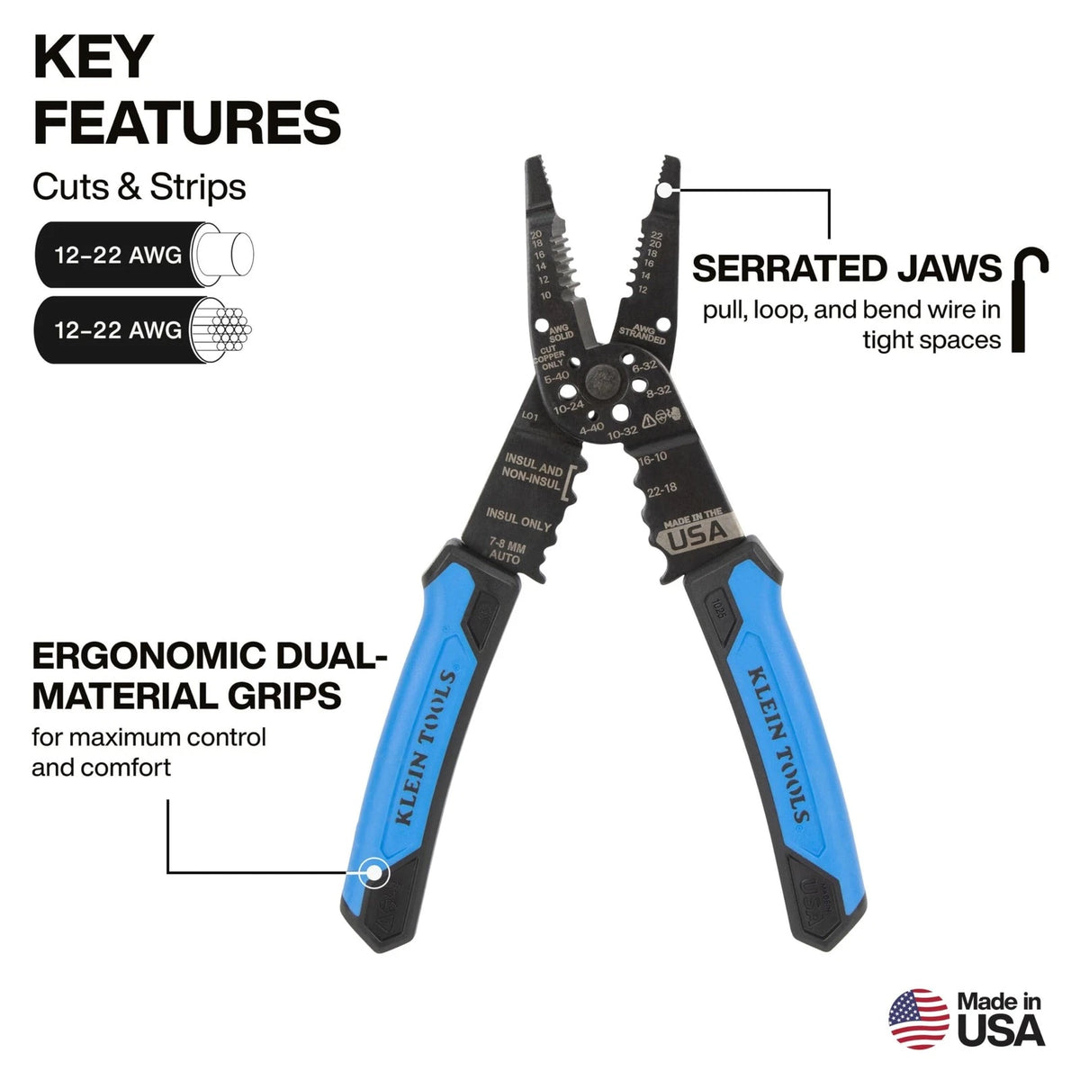 Long Nose Multi-Purpose Wire Grips for Klein Tools