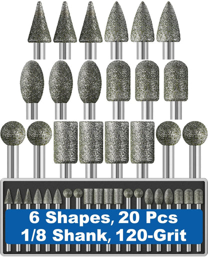20Pcs 120-Grit Diamond Grinder Bit for Small Tools (Compatible)