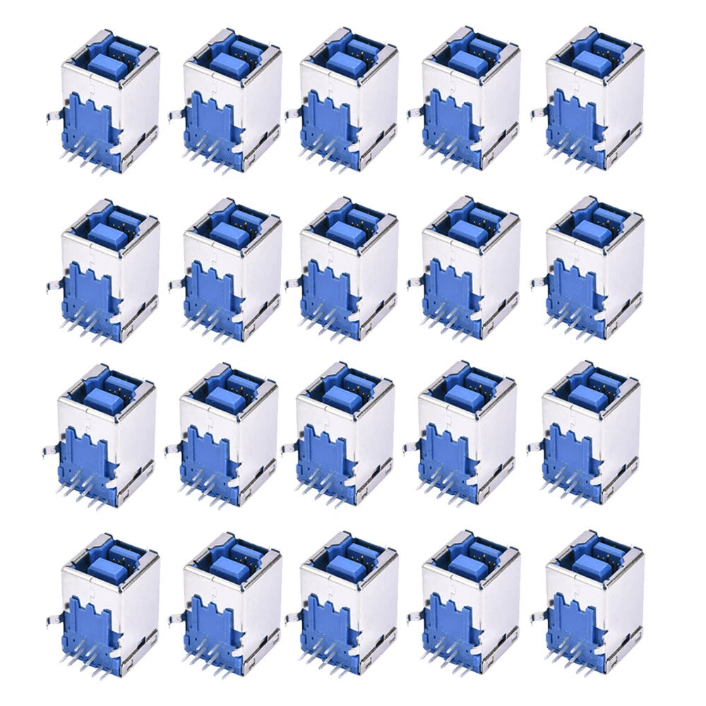 20Pcs USB 3.0 Type B Right Angle 9Pin DIP Female Socket for PCB Solder Connector