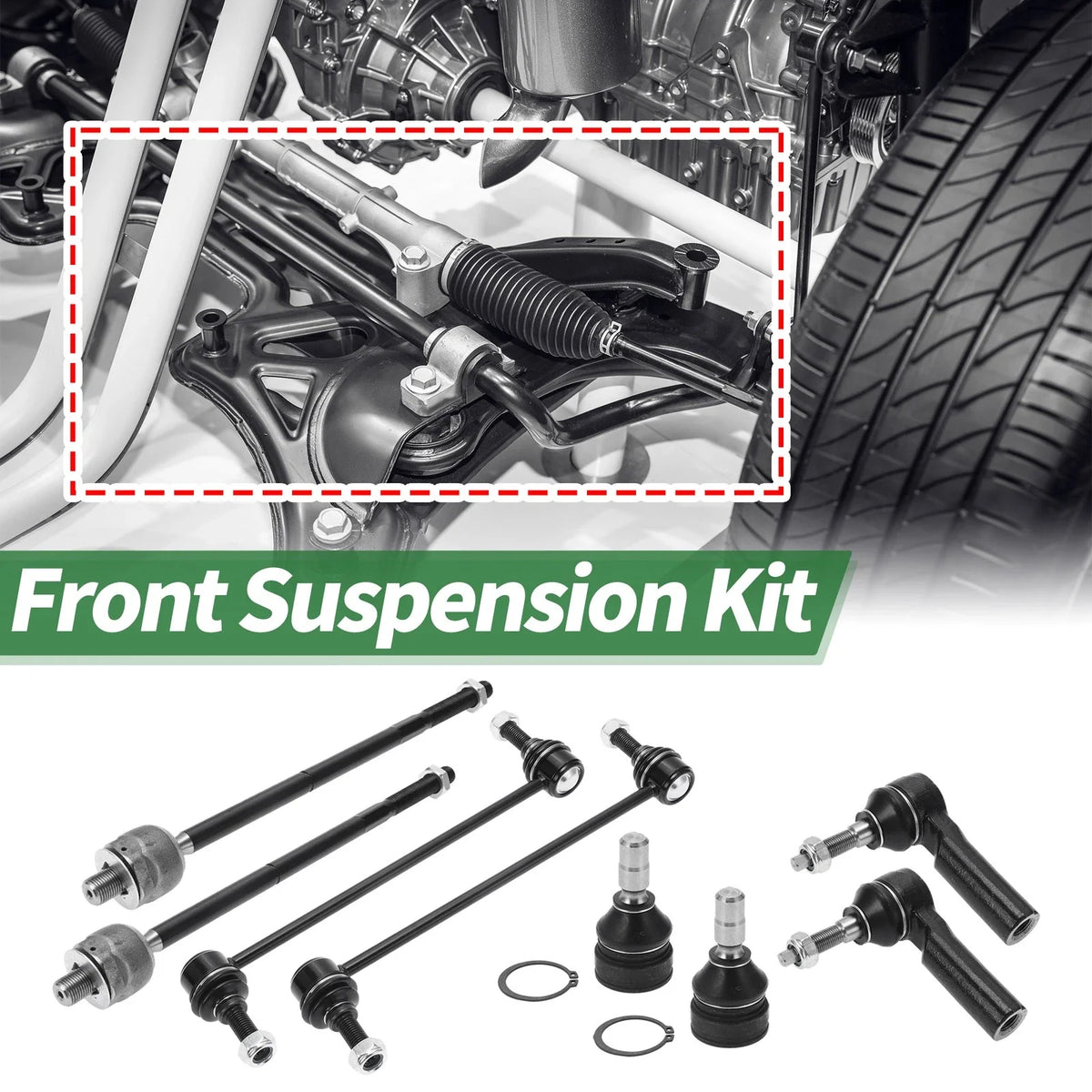 8pcs Front Suspension Kit Tie Rod End Sway Bar Link for Ford Mustang 