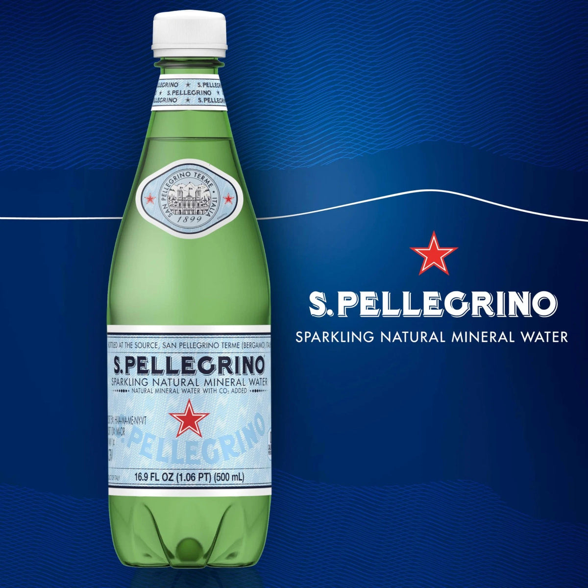 Pack of 12 S.Pellegrino Sparkling Natural Mineral Water 16.9 Fl Oz