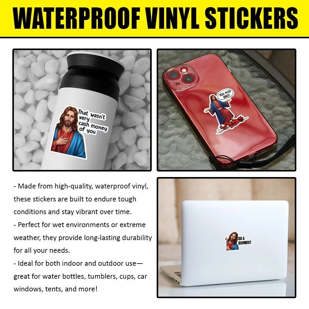9pcs Funny Jesus Sticker Pack for Universal Use