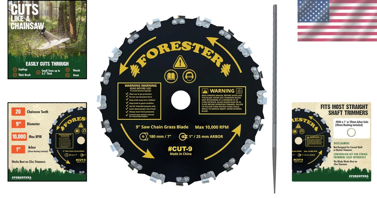 20 Tooth Chainsaw Brush Cutter Blade with File for