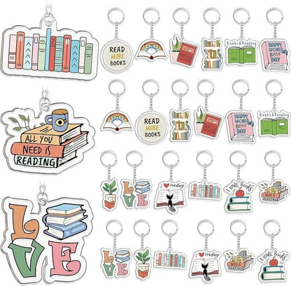 24 Pcs Book Keychain Set for Book Lovers - Funny Accessories